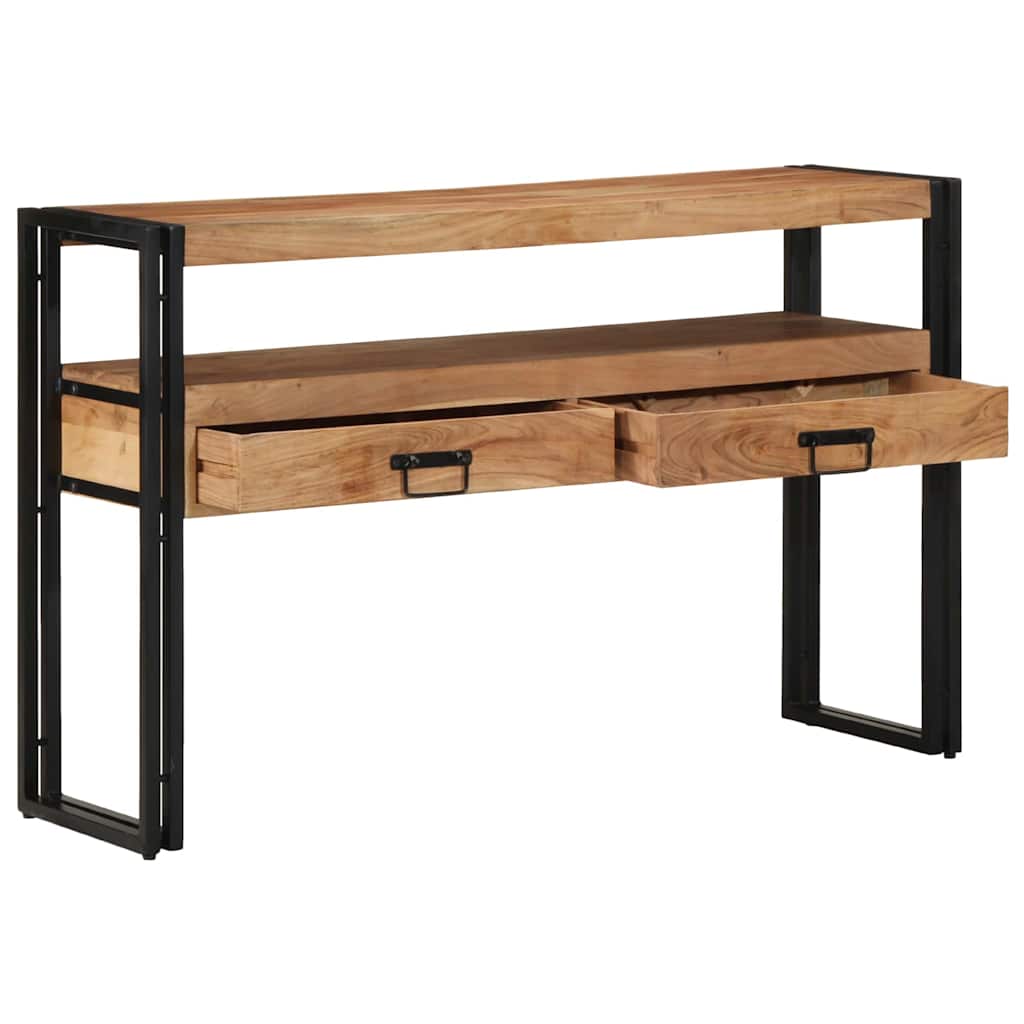 Konzolasztal fiókkal Barna 120 x 33 x 75 cm Tömör Akácfa