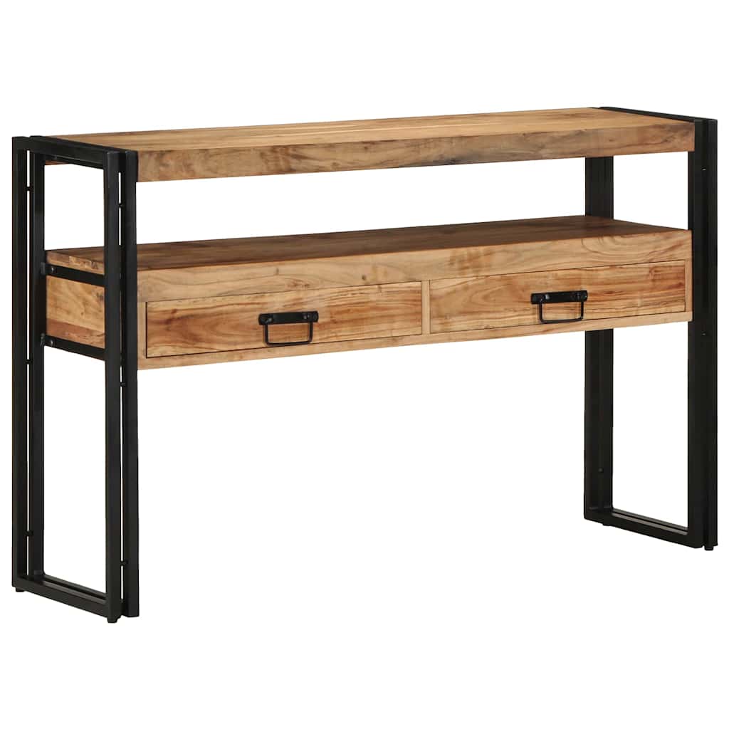 Konzolasztal fiókkal Barna 120 x 33 x 75 cm Tömör Akácfa