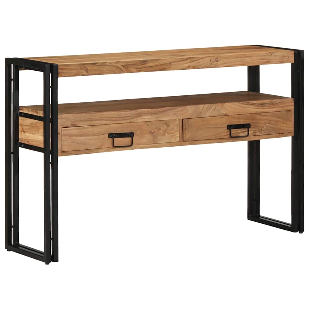 Konzolasztal fiókkal Barna 120 x 33 x 75 cm Tömör Akácfa