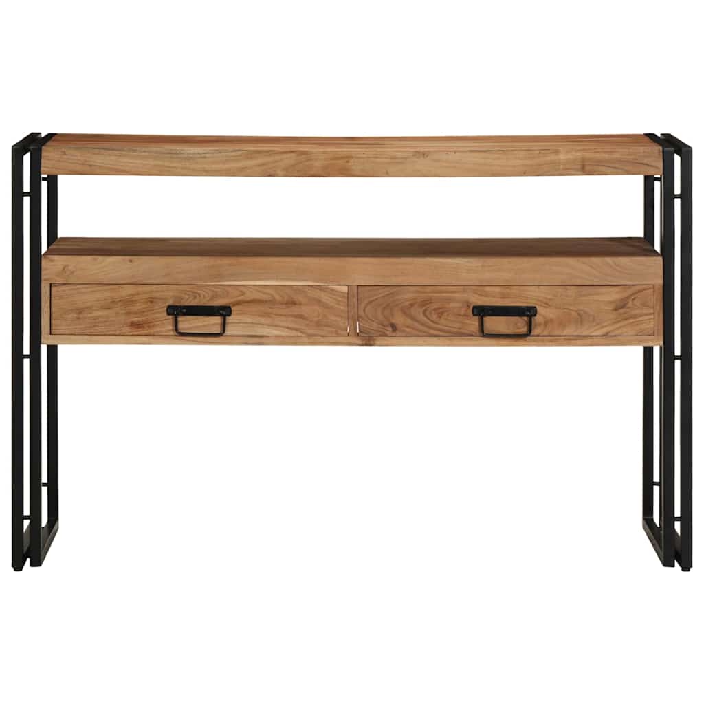 Konzolasztal fiókkal Barna 120 x 33 x 75 cm Tömör Akácfa