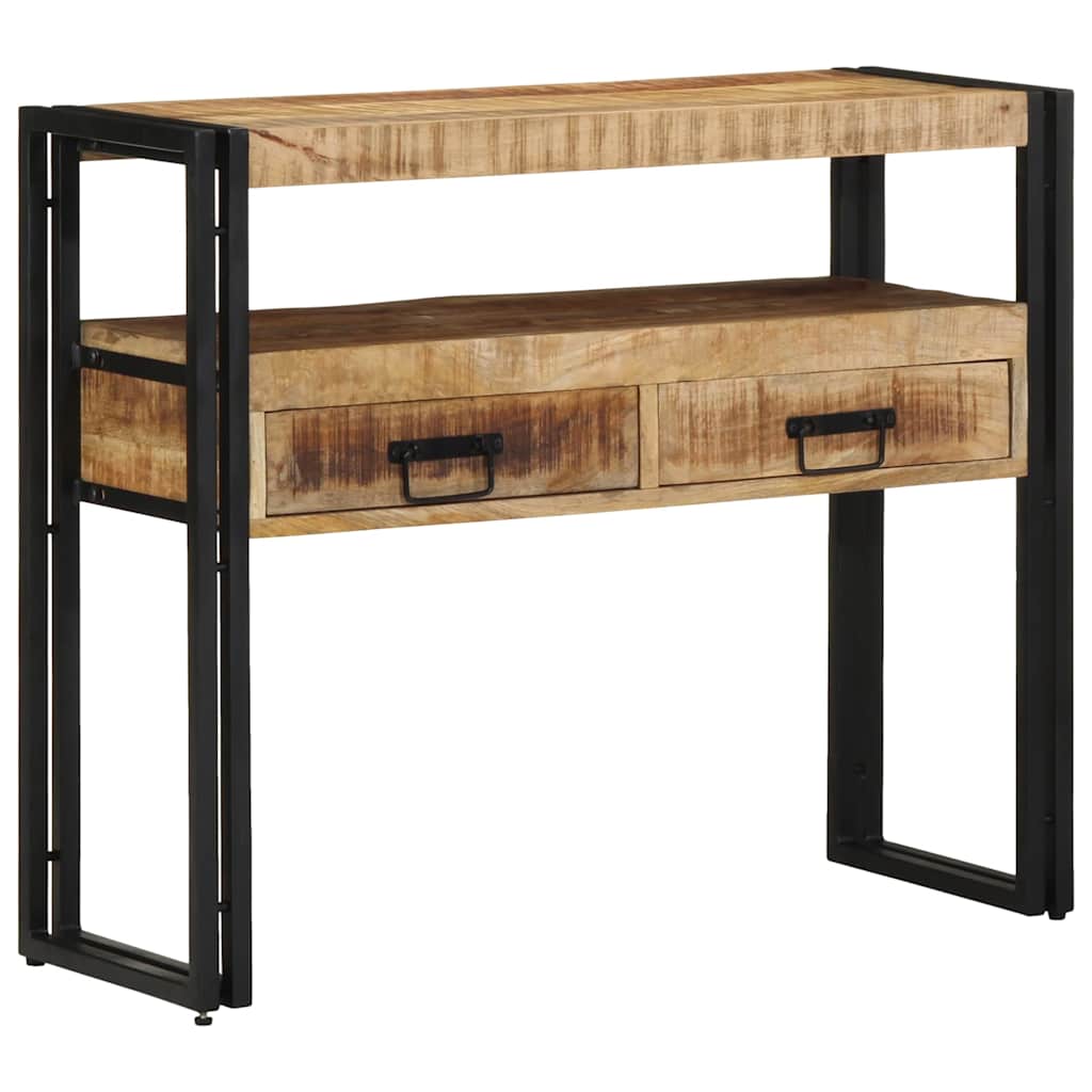 Konzolasztal fiókkal Barna 90 x 33 x 75 cm Tömör Mangófát