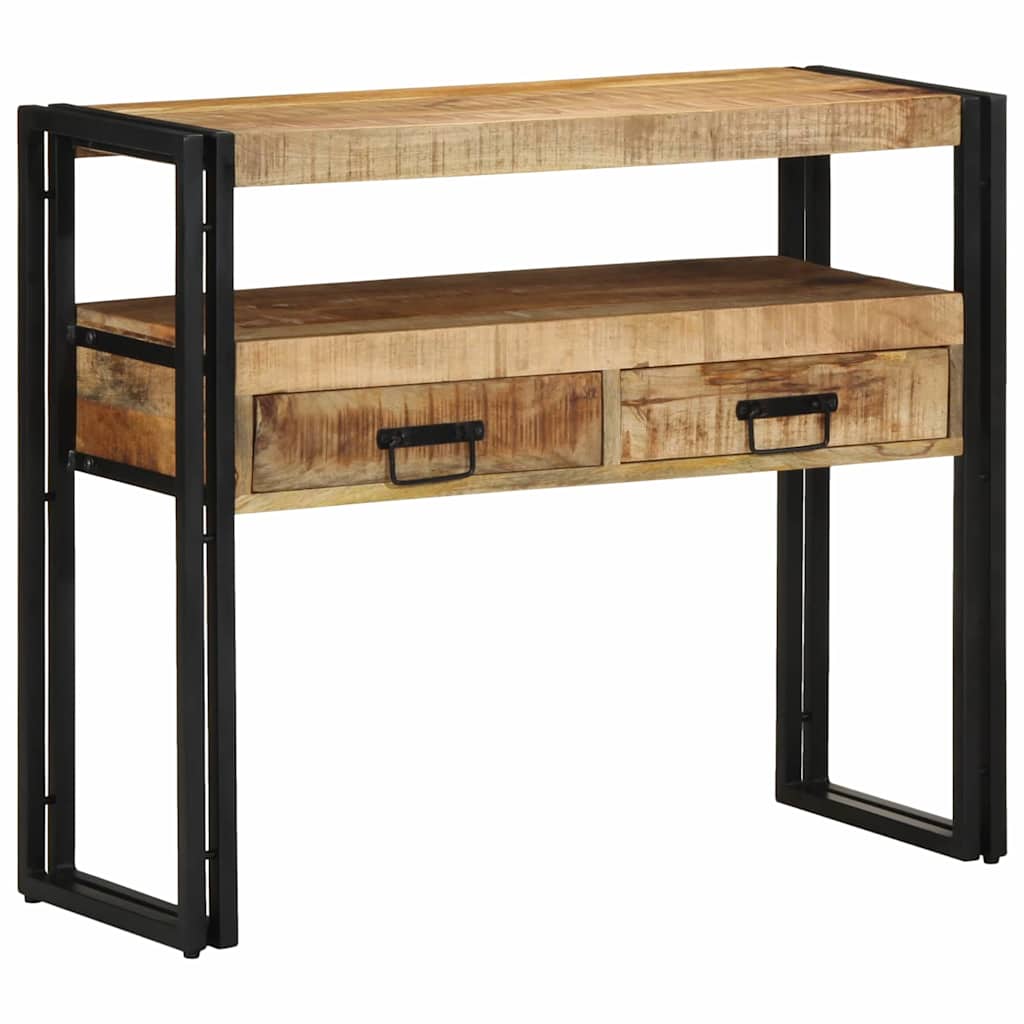 Konzolasztal fiókkal Barna 90 x 33 x 75 cm Tömör Mangófát