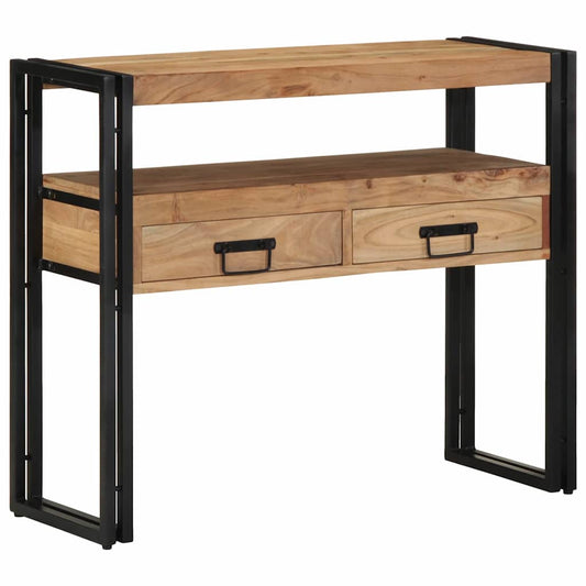 Konzolasztal fiókkal Barna 90 x 33 x 75 cm Tömör Akácfa