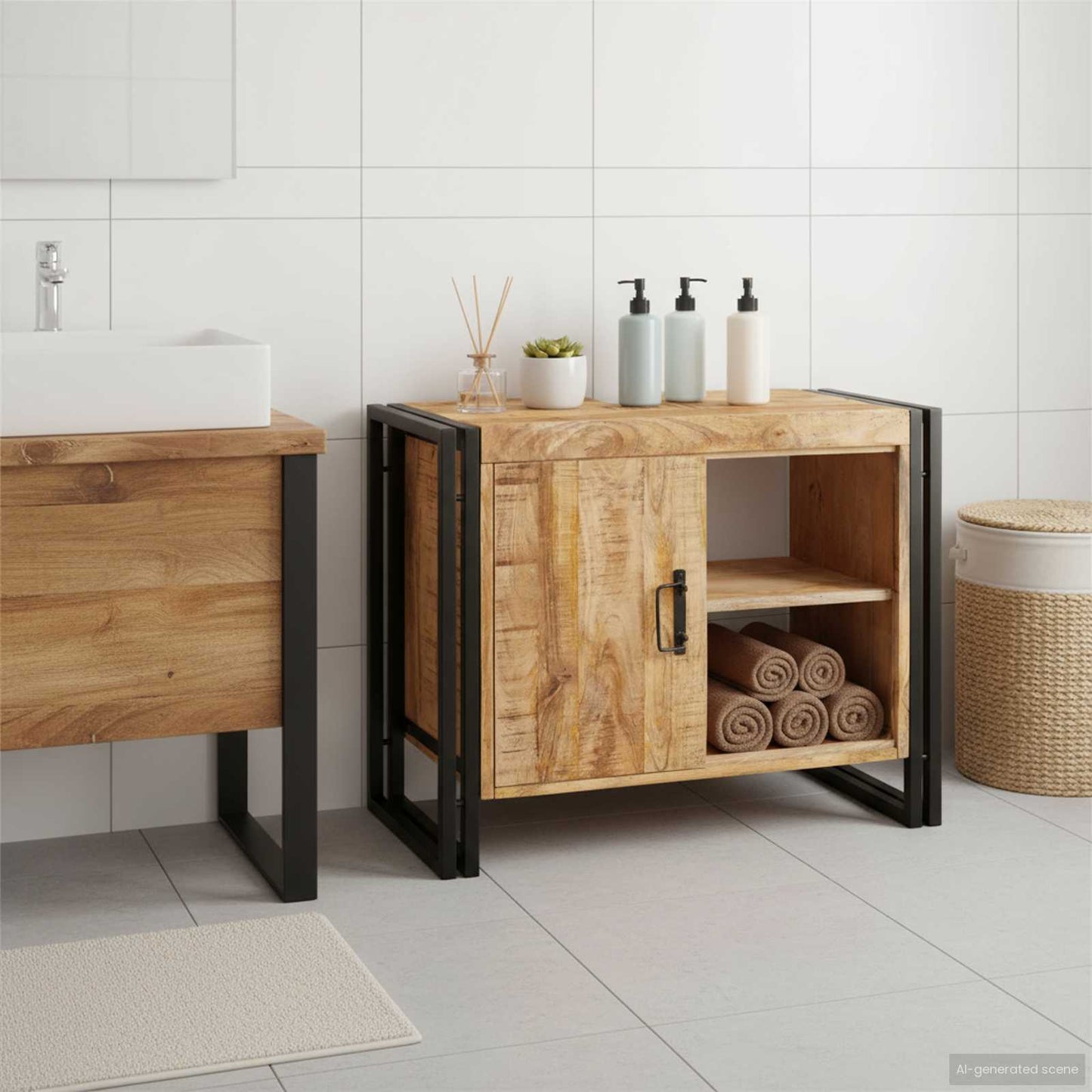 Mosdókagyló szekrény Barna 71 x 33 x 58 cm Tömör Mangófát