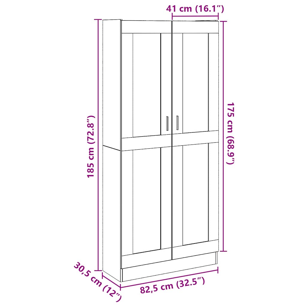 antik fa színű szerelt fa magasszekrény 82,5 x 30,5 x 185 cm