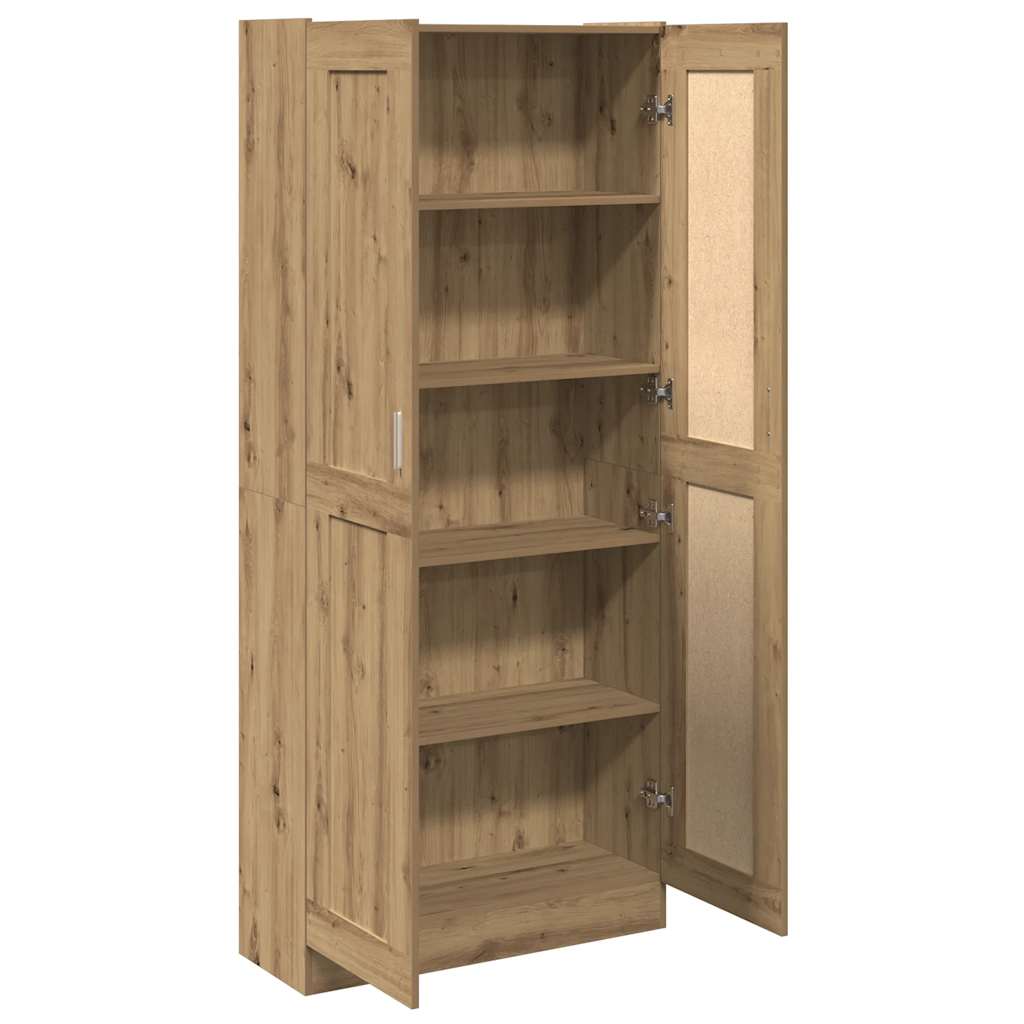 kézműves tölgy színű szerelt fa magasszekrény 82,5x30,5x185 cm