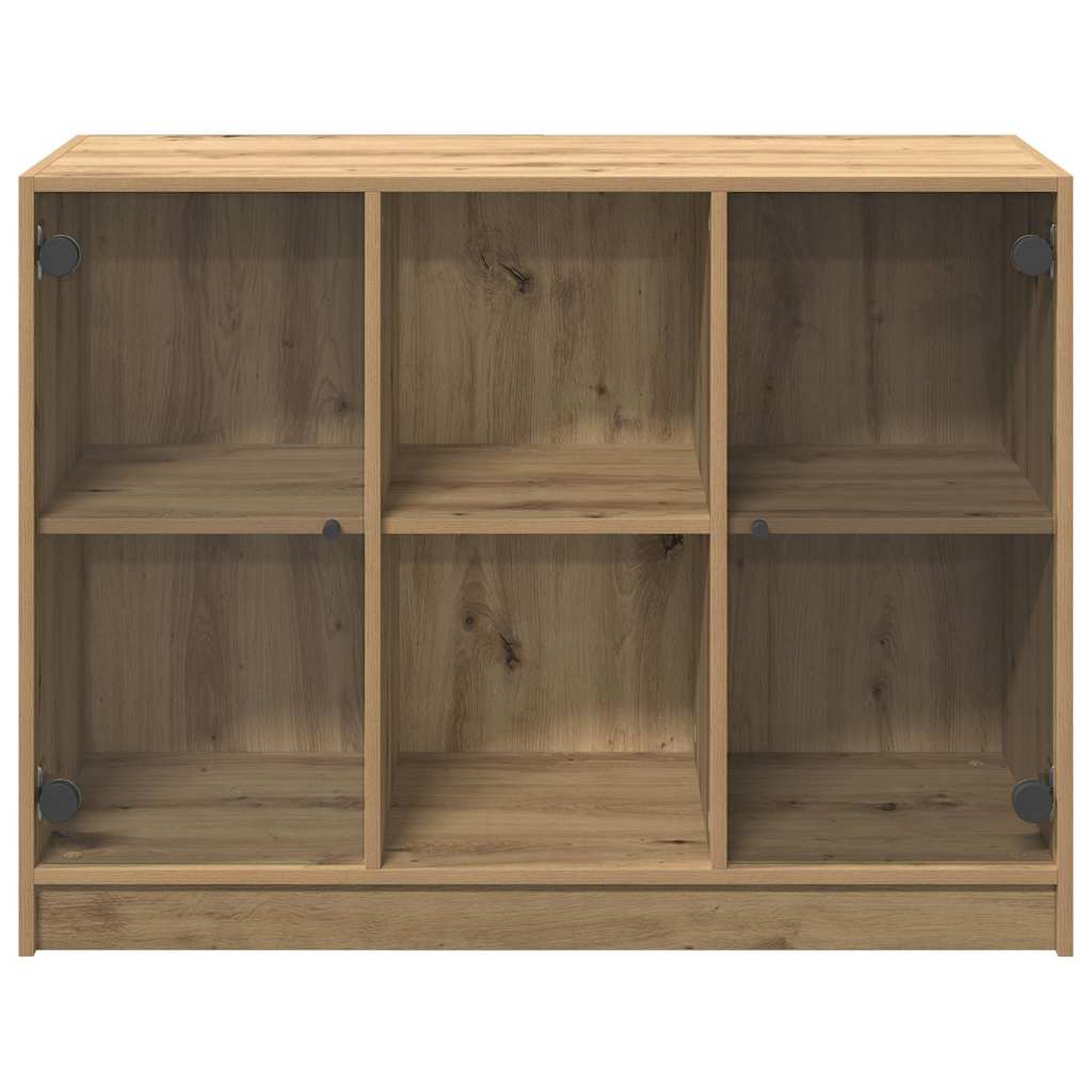 kézműves tölgy színű szerelt fa tálalószekrény 102x37x75,5 cm