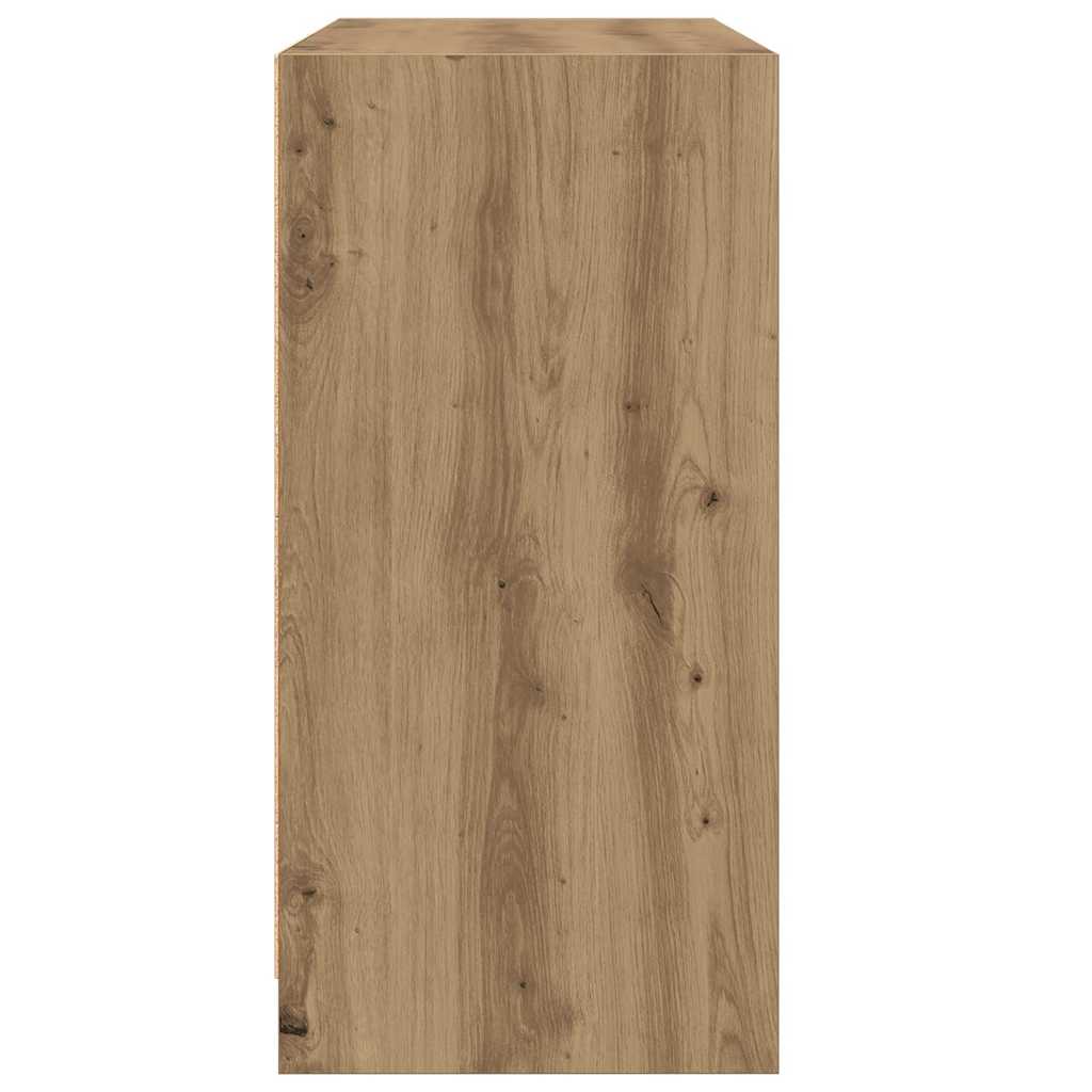 kézműves tölgy színű szerelt fa tálalószekrény 102x37x75,5 cm
