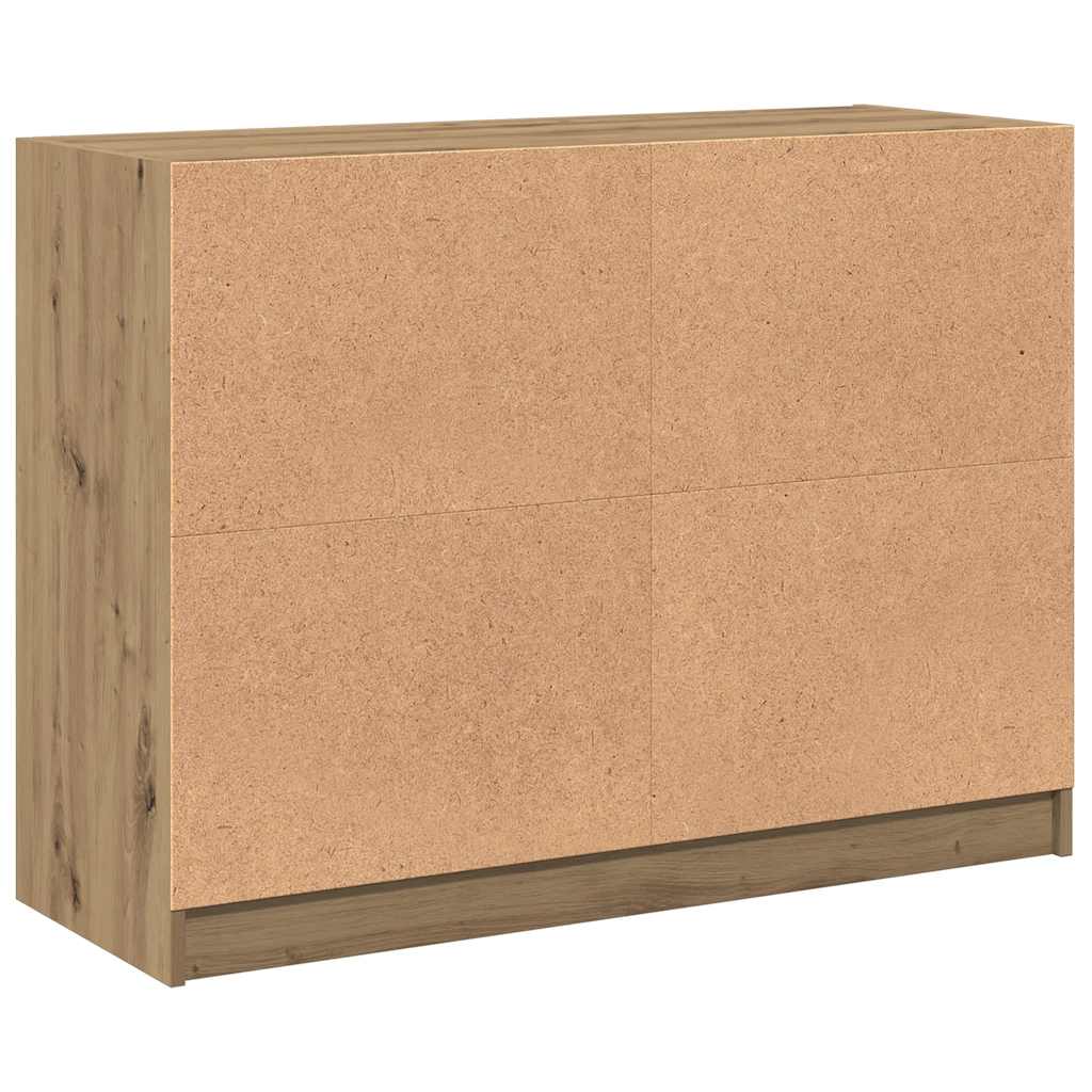 kézműves tölgy színű szerelt fa tálalószekrény 102x37x75,5 cm
