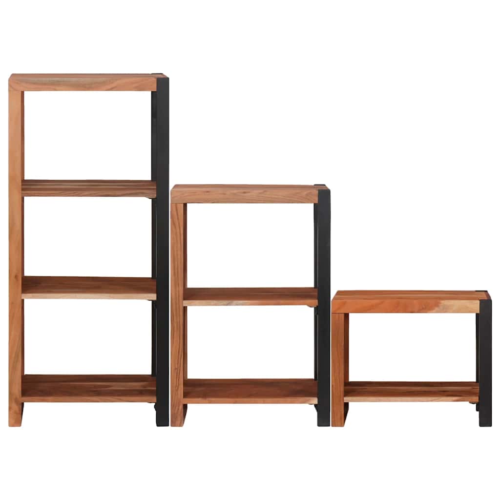 Könyvespolc 3 pcs Barna 50 x 30 x 110 cm Tömör Akácfa