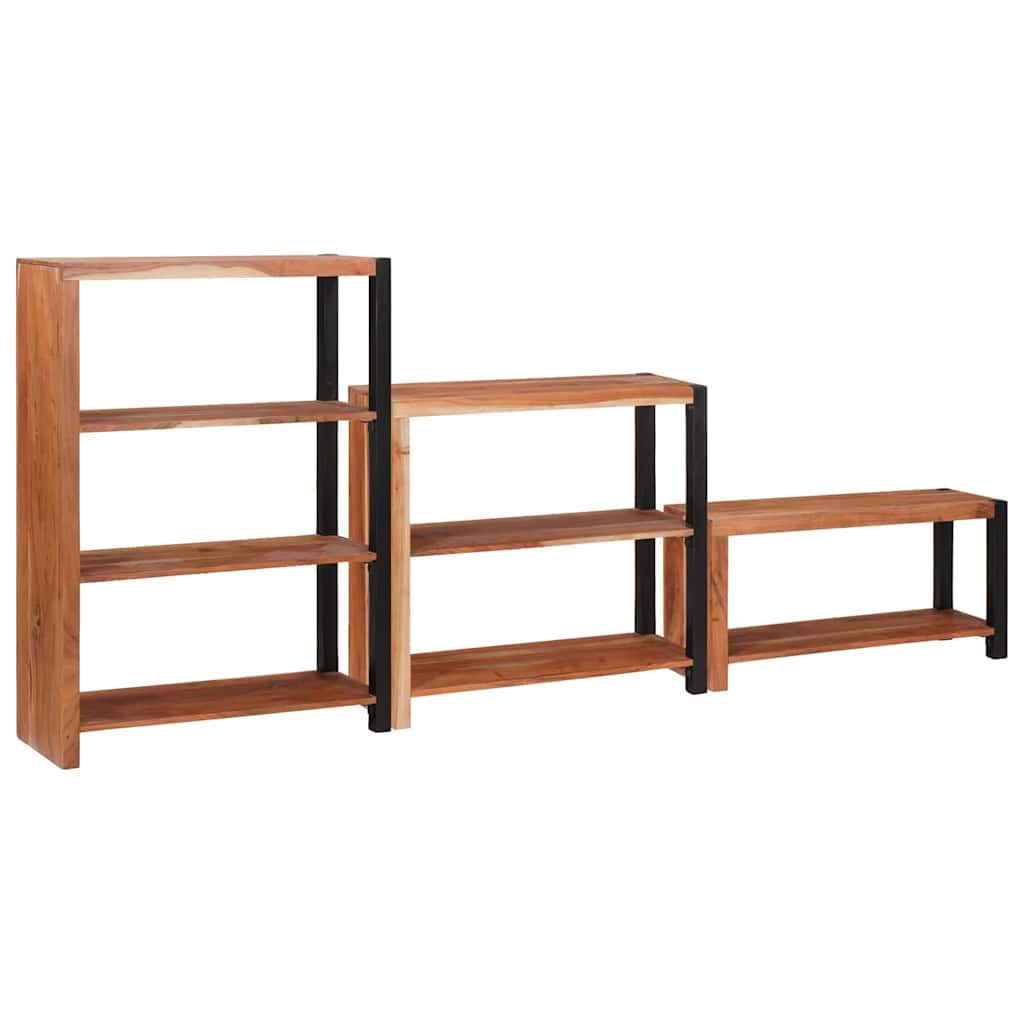 Könyvespolc 3 pcs Barna 80 x 30 x 110 cm Tömör Akácfa