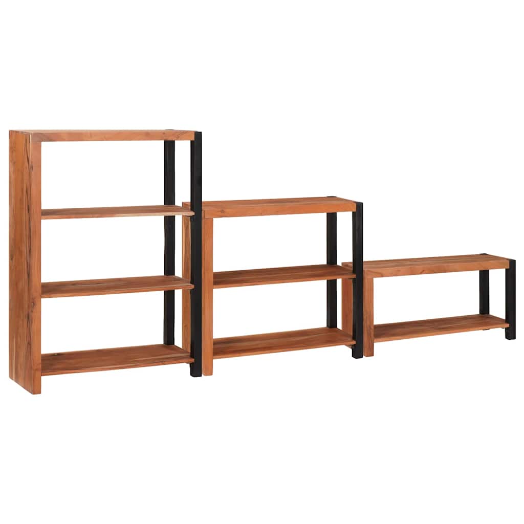 Könyvespolc 3 pcs Barna 80 x 30 x 110 cm Tömör Akácfa