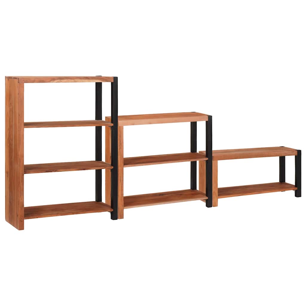 Könyvespolc 3 pcs Barna 80 x 30 x 110 cm Tömör Akácfa