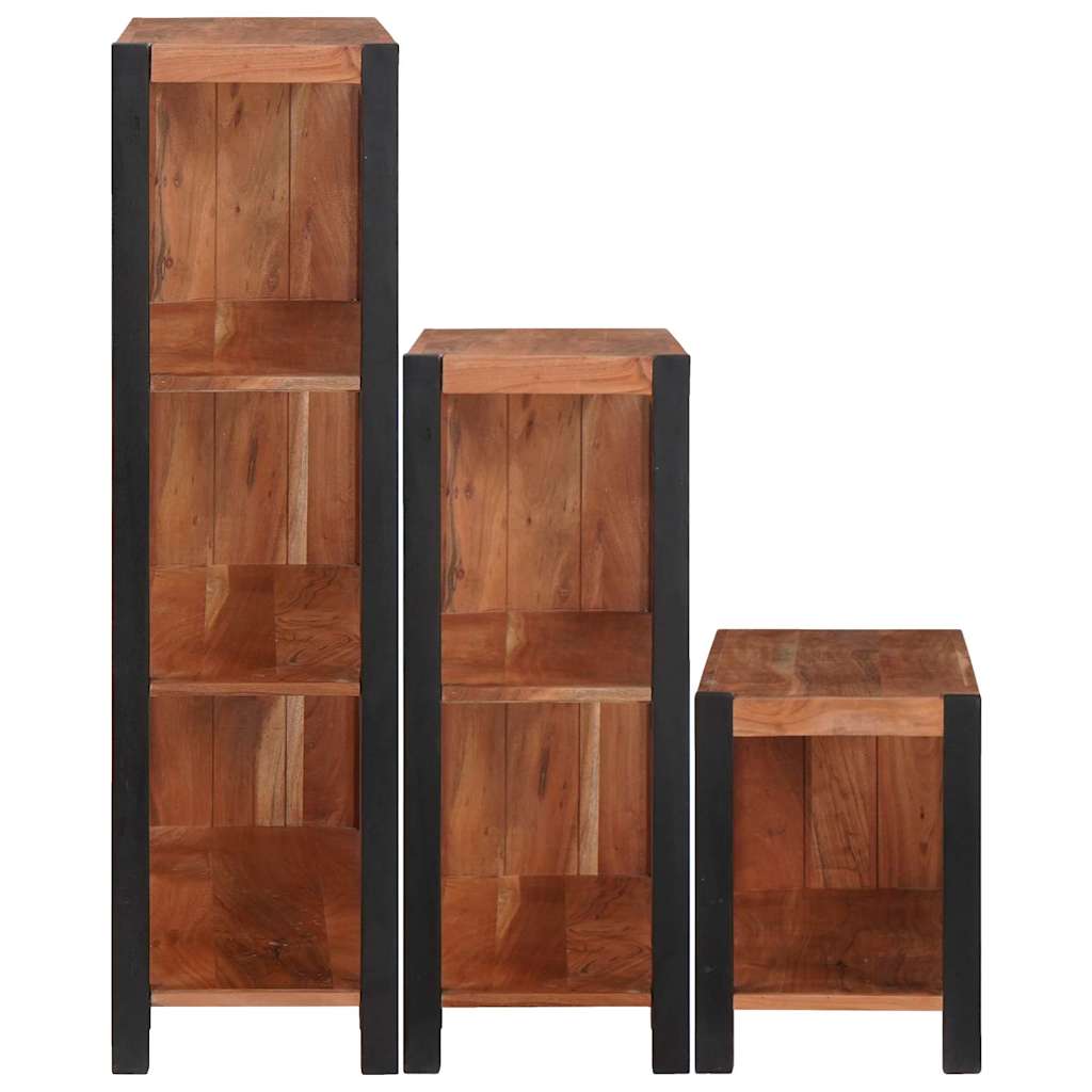 Könyvespolc 3 pcs Barna 80 x 30 x 110 cm Tömör Akácfa