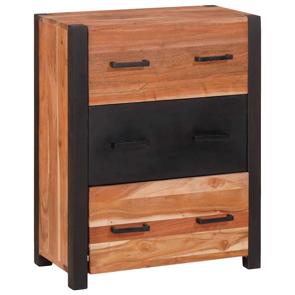 Széf fiókkal 3 pcs Barna 55 x 30 x 75 cm Tömör Akácfa