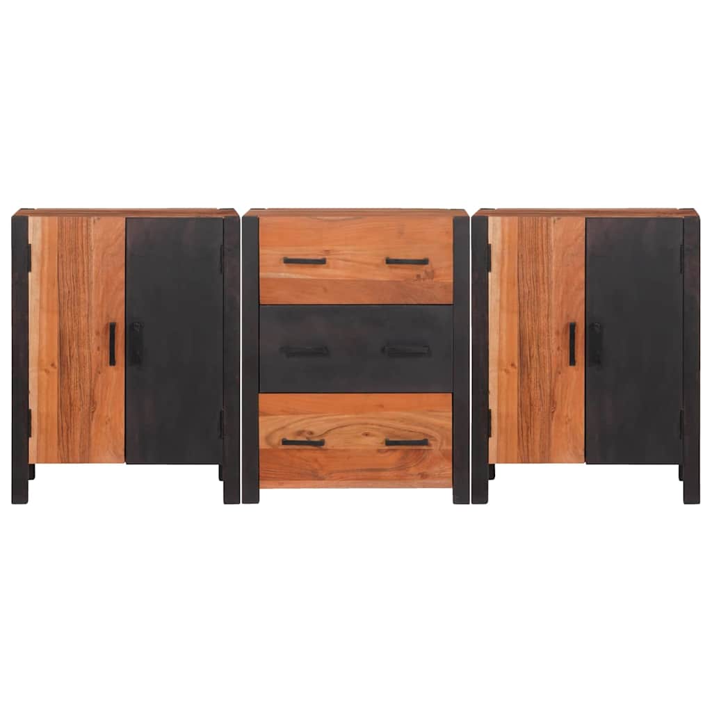 Széf fiókkal 3 pcs Barna 55 x 30 x 75 cm Tömör Akácfa