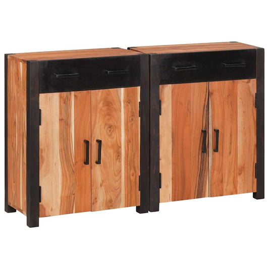 Széf fiókkal 2 pcs Barna 110 x 30 x 75 cm Tömör Akácfa