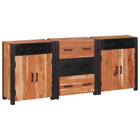 Széf fiókkal 3 pcs Barna 165 x 30 x 75 cm Tömör Akácfa