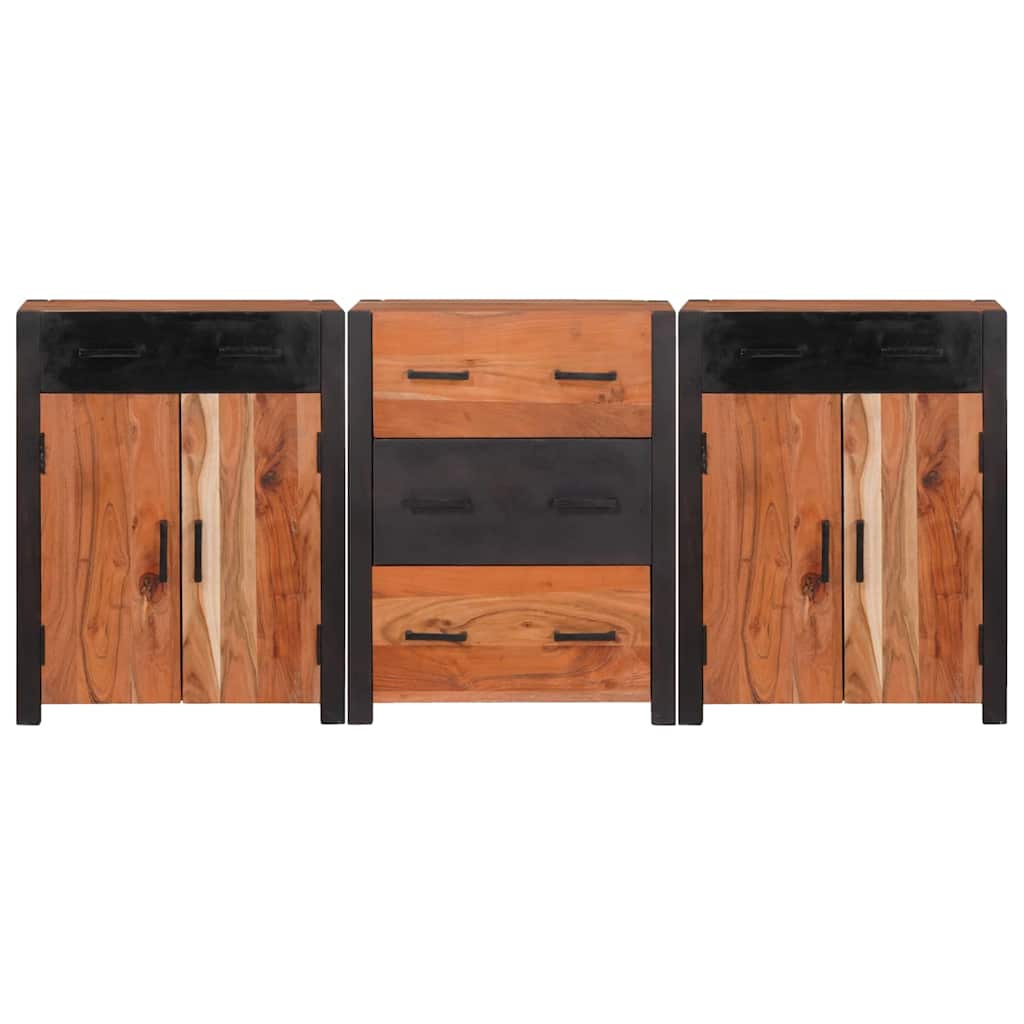 Széf fiókkal 3 pcs Barna 165 x 30 x 75 cm Tömör Akácfa