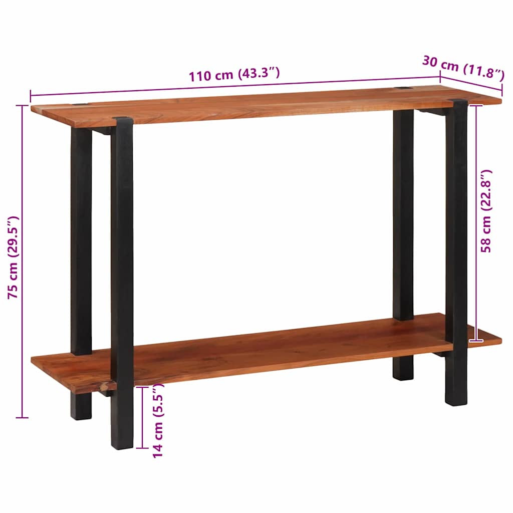 Konzolasztal polcokkal Barna és fekete 110 x 30 x 75 cm