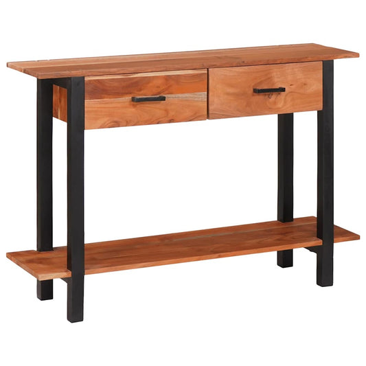 Konzolasztal fiókkal polcokkal Barna és fekete 110 x 30 x 75 cm