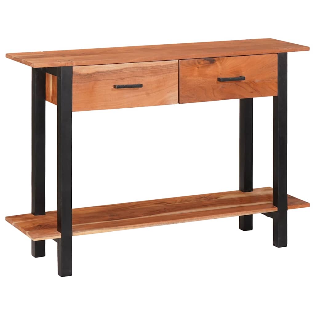 Konzolasztal fiókkal polcokkal Barna és fekete 110 x 30 x 75 cm
