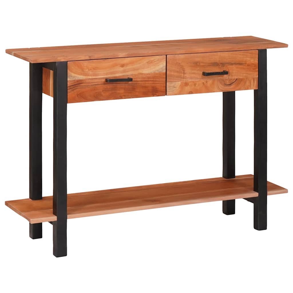 Konzolasztal fiókkal polcokkal Barna és fekete 110 x 30 x 75 cm