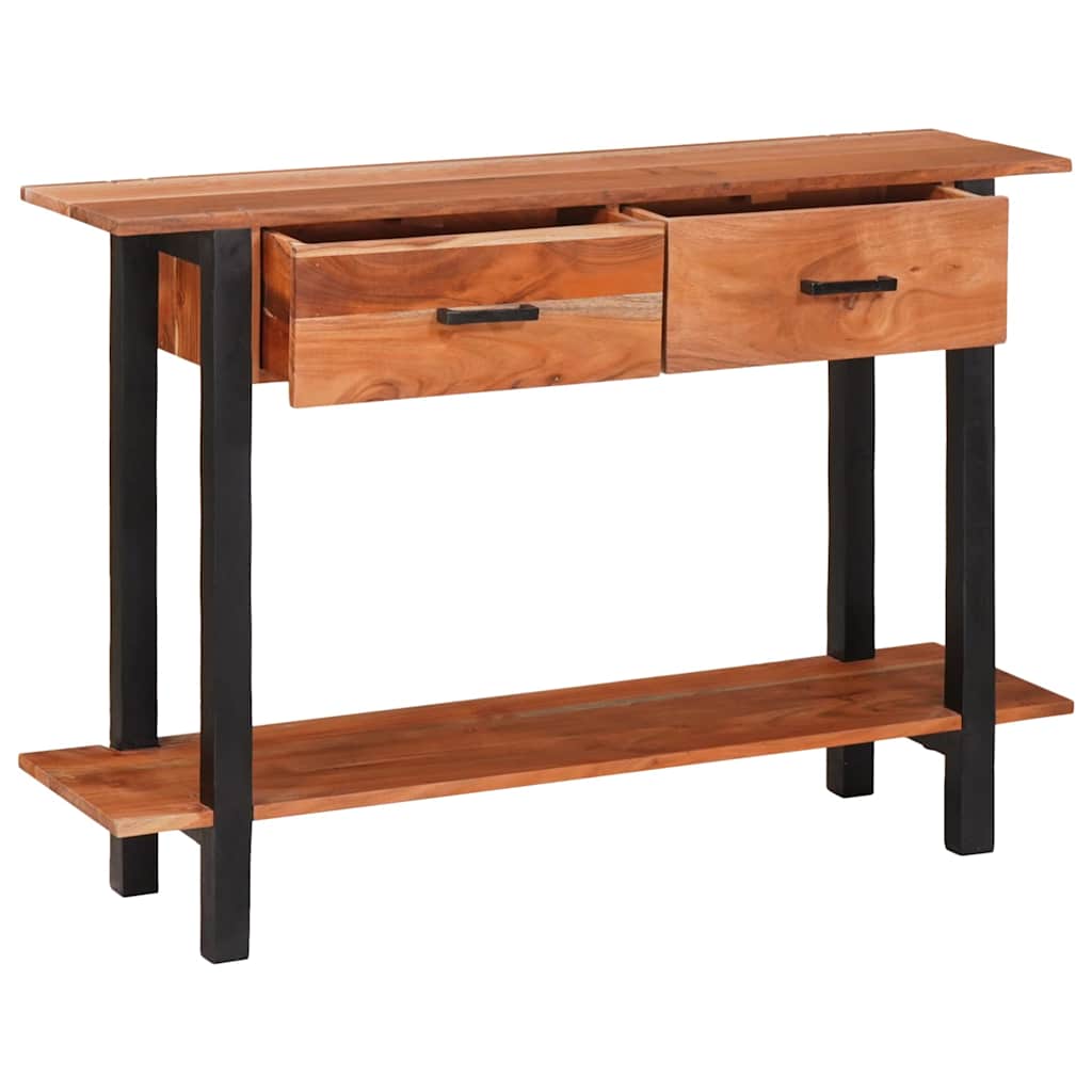 Konzolasztal fiókkal polcokkal Barna és fekete 110 x 30 x 75 cm