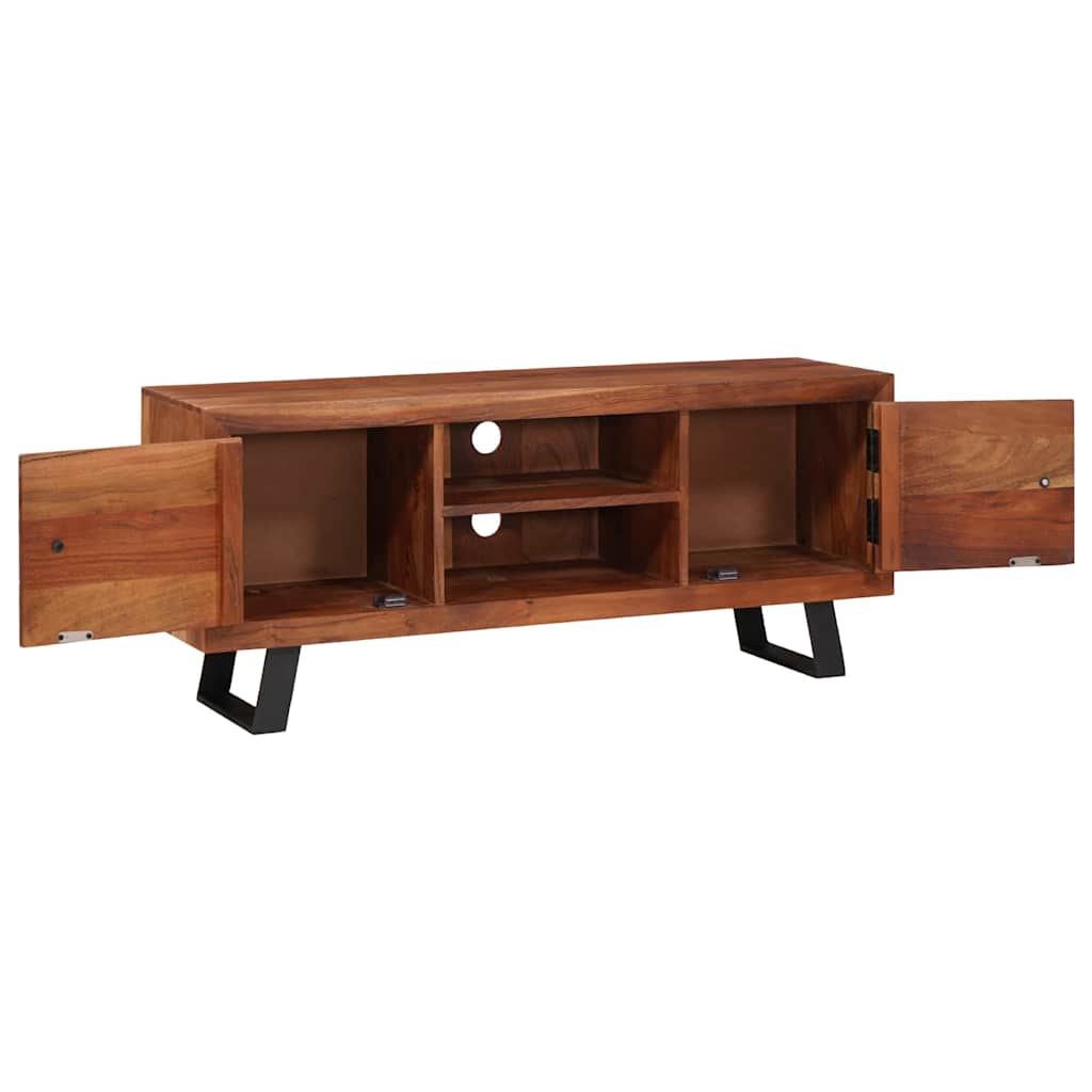 TV szekrény polcokkal mézbarna 112 x 30 x 48 cm tömör akácfa