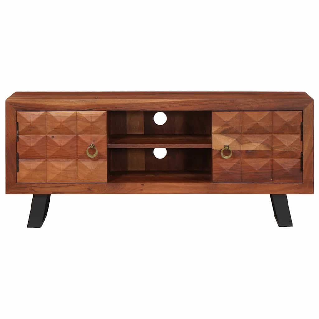 TV szekrény polcokkal mézbarna 112 x 30 x 48 cm tömör akácfa