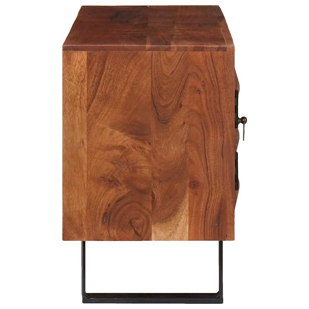 TV szekrény polcokkal mézbarna 112 x 30 x 48 cm tömör akácfa