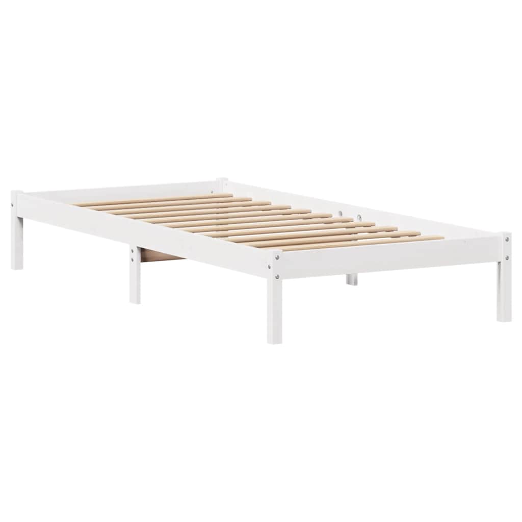 fehér tömör fenyőfa könyvespolcos ágy matrac nélkül 75 x 190 cm