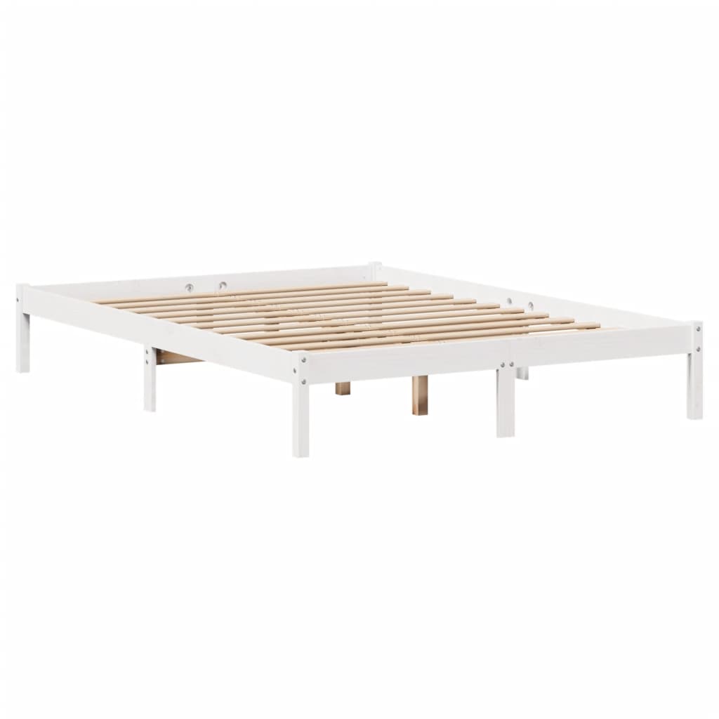 fehér tömör fenyőfa könyvespolcos ágy matrac nélkül 160x200 cm