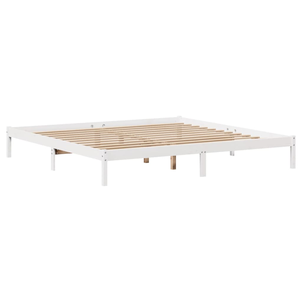 fehér tömör fenyőfa könyvespolcos ágy matrac nélkül 180x200 cm
