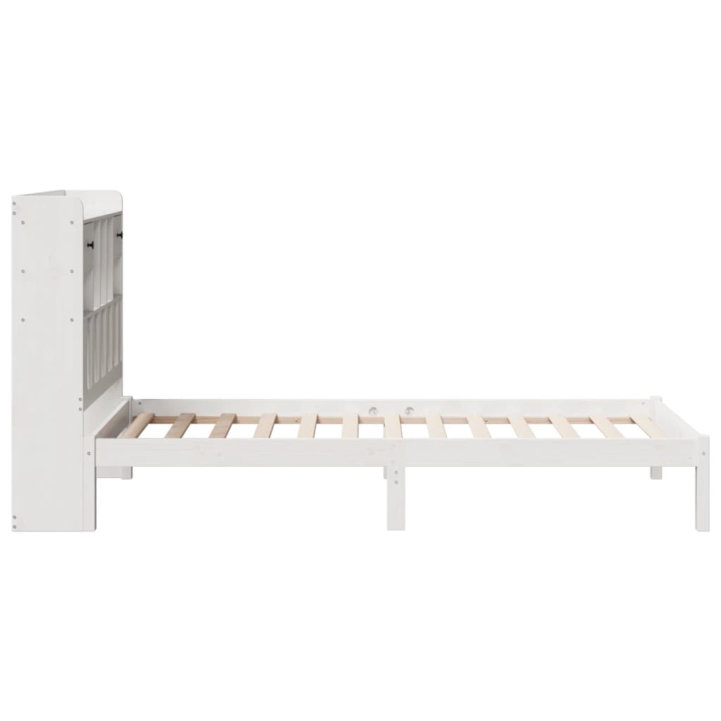fehér tömör fenyőfa könyvespolcos ágy matrac nélkül 75 x 190 cm