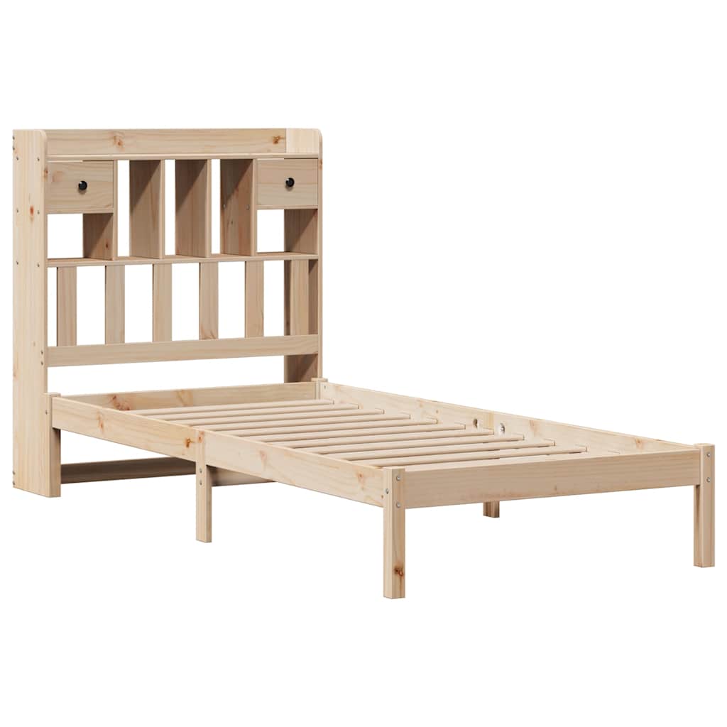tömör fenyőfa könyvespolcos ágy matrac nélkül 90 x 190 cm