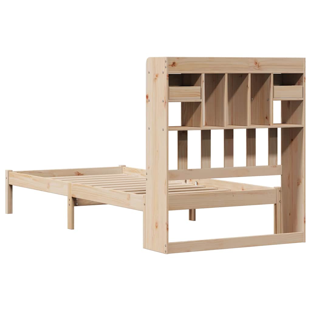 tömör fenyőfa könyvespolcos ágy matrac nélkül 90 x 190 cm