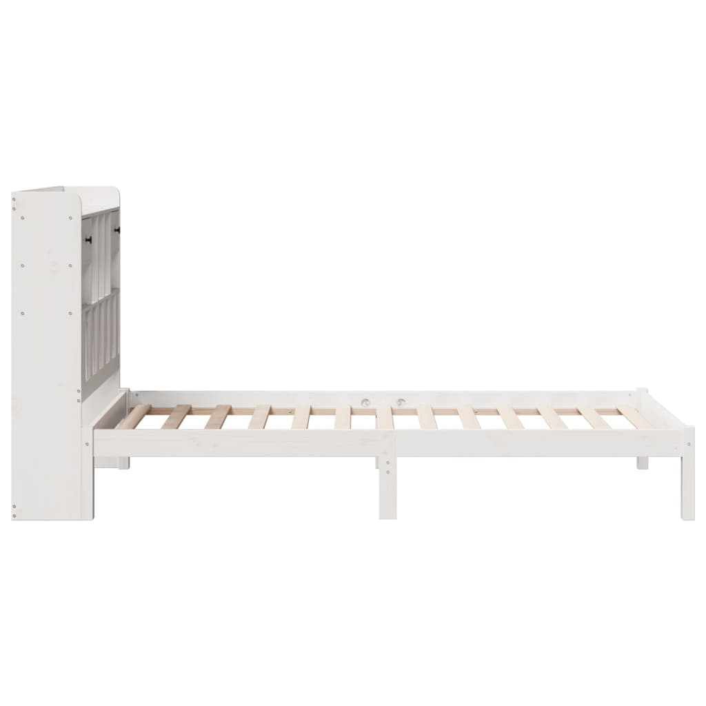 fehér tömör fenyőfa könyvespolcos ágy matrac nélkül 90 x 190 cm