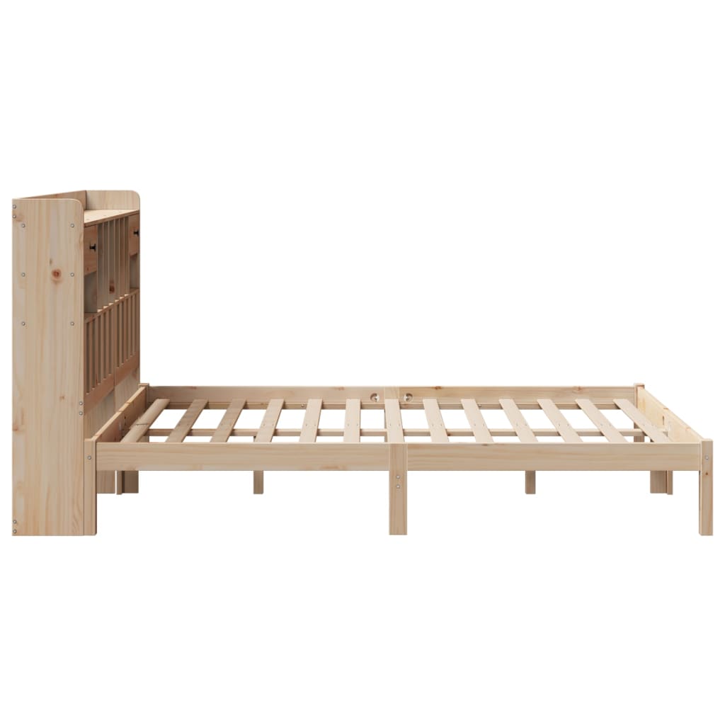 tömör fenyőfa könyvespolcos ágy matrac nélkül 140 x 190 cm