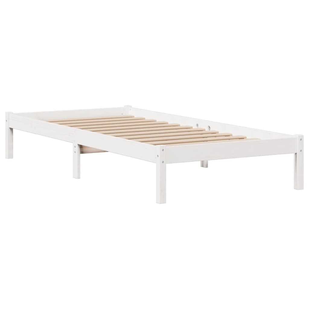 fehér tömör fenyőfa könyvespolcos ágy matrac nélkül 90 x 200 cm