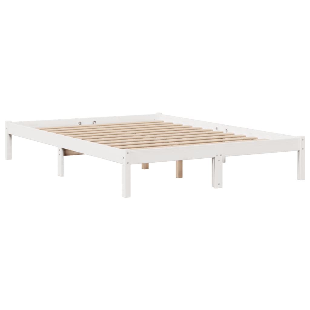 fehér tömör fenyőfa könyvespolcos ágy matrac nélkül 140x200 cm