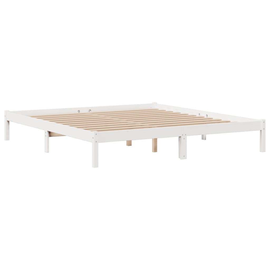 fehér tömör fenyőfa könyvespolcos ágy matrac nélkül 180x200 cm