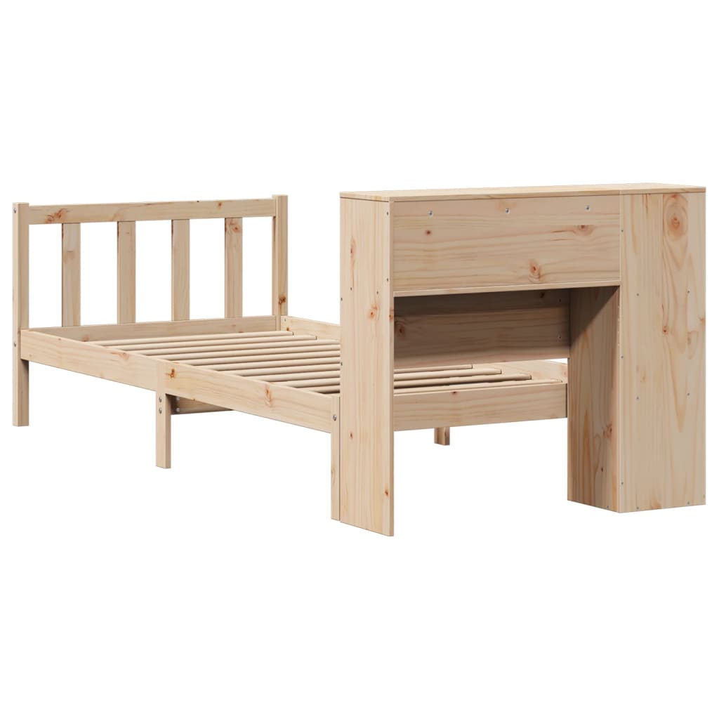 tömör fenyőfa könyvespolcos ágy matrac nélkül 75 x 190 cm