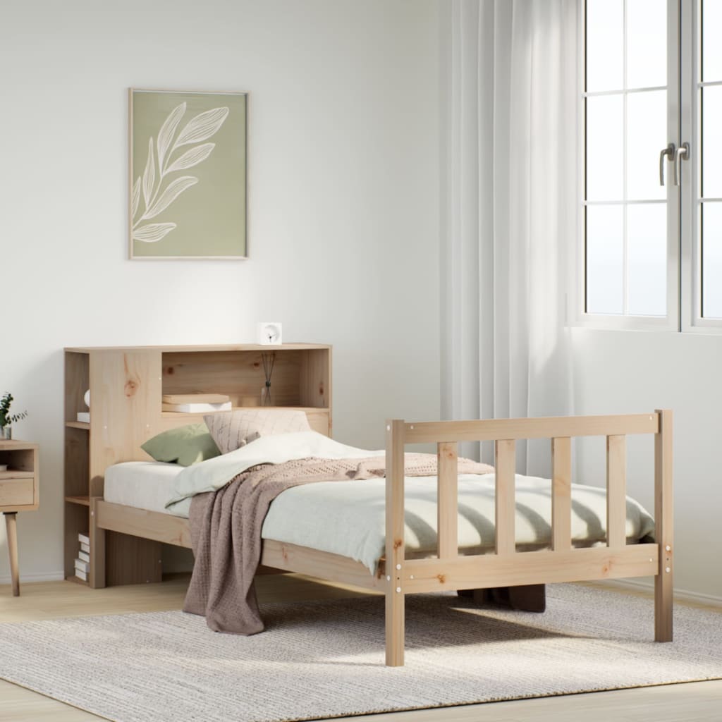 tömör fenyőfa könyvespolcos ágy matrac nélkül 75 x 190 cm
