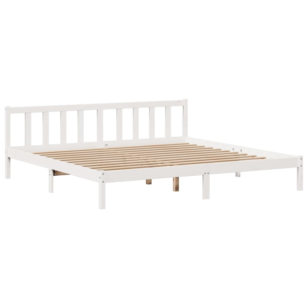 fehér tömör fenyőfa könyvespolcos ágy matrac nélkül 180x200 cm