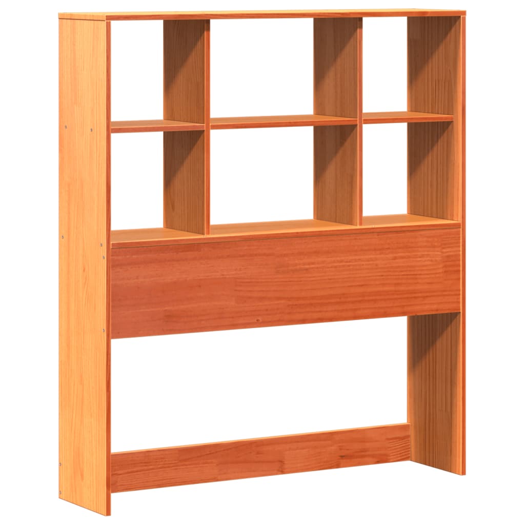 barna tömör fenyőfa könyvespolcos ágy matrac nélkül 75 x 190 cm
