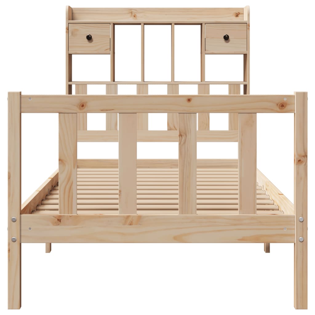 tömör fenyőfa könyvespolcos ágy matrac nélkül 75 x 190 cm