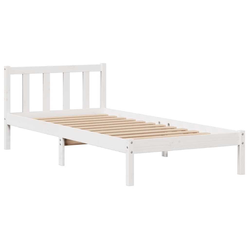 fehér tömör fenyőfa könyvespolcos ágy matrac nélkül 75 x 190 cm