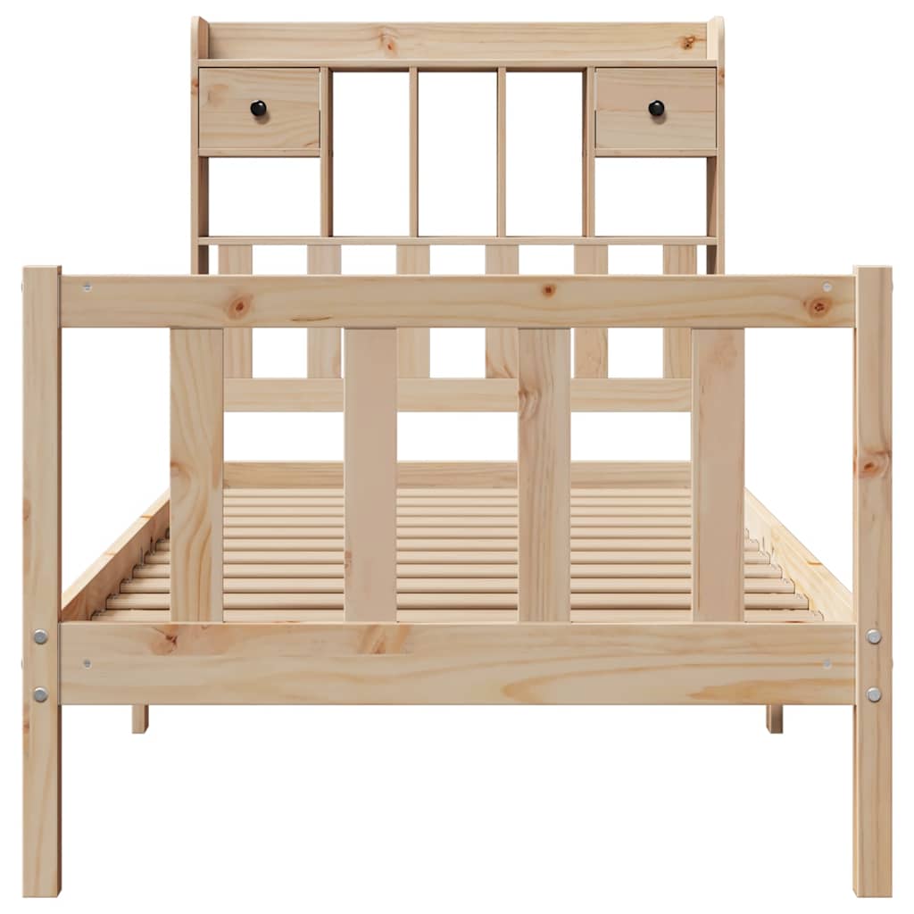 tömör fenyőfa könyvespolcos ágy matrac nélkül 90 x 190 cm