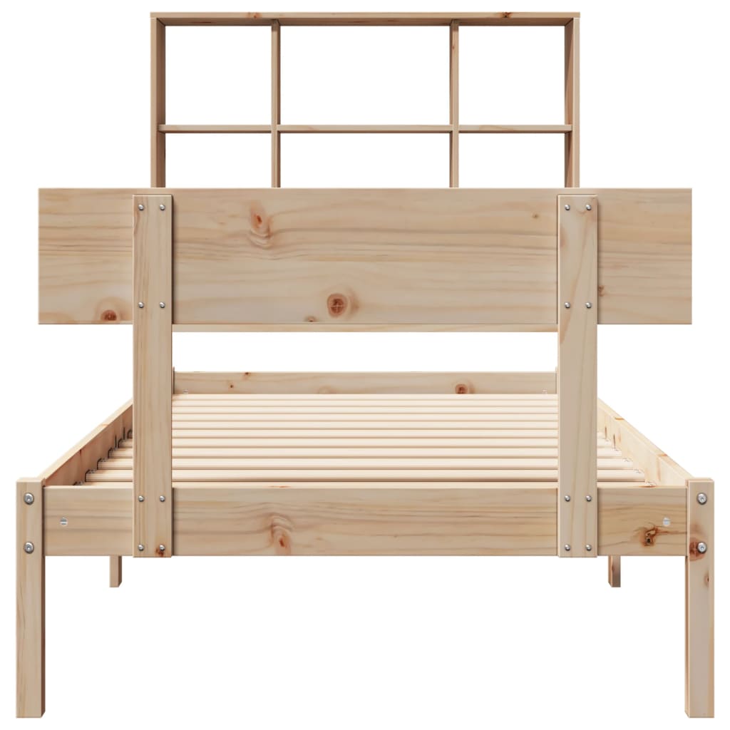 tömör fenyőfa könyvespolcos ágy matrac nélkül 90 x 200 cm